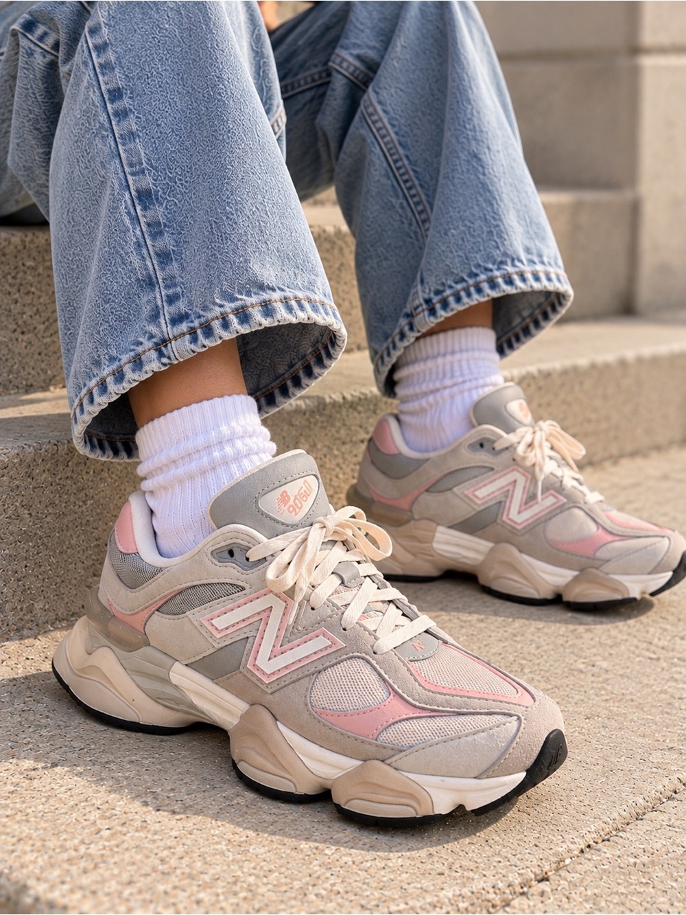 New Balance 9060 Grey Matter Pink Haze Kids Size 5Y VGUC